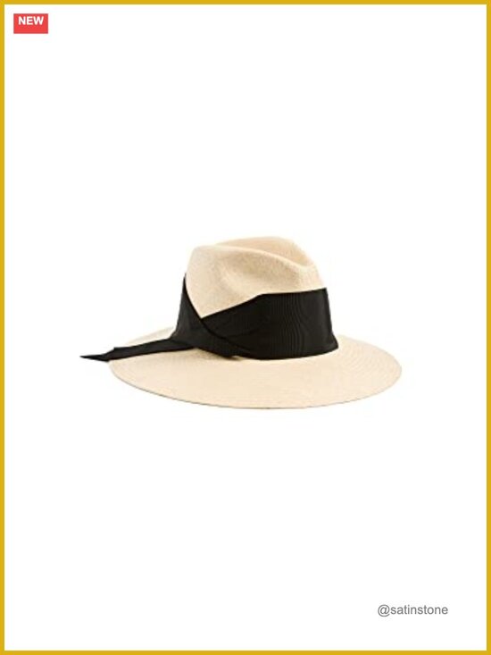 Woven Straw Sun Hat with UPF 50, Pinched Crown, Oversized Grosgrain Band